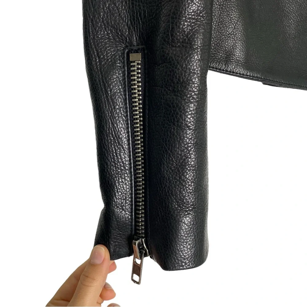 A.L.C. Black Leather‎ Asymmetrical Zip Jacket Leonardo